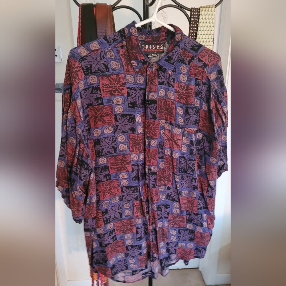 Vintage Tribes Button-Up Short Sleeve Shirt